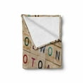 thumbnail image 2 of ABC Puzzle Soft Flannel Fleece Throw Blanket, Macro Real Image of Wooden Alphabet Squares Educational Layout for Learners, Cozy Plush for Indoor and Outdoor Use, 50" x 70", Multicolor, by Ambesonne, 2 of 6