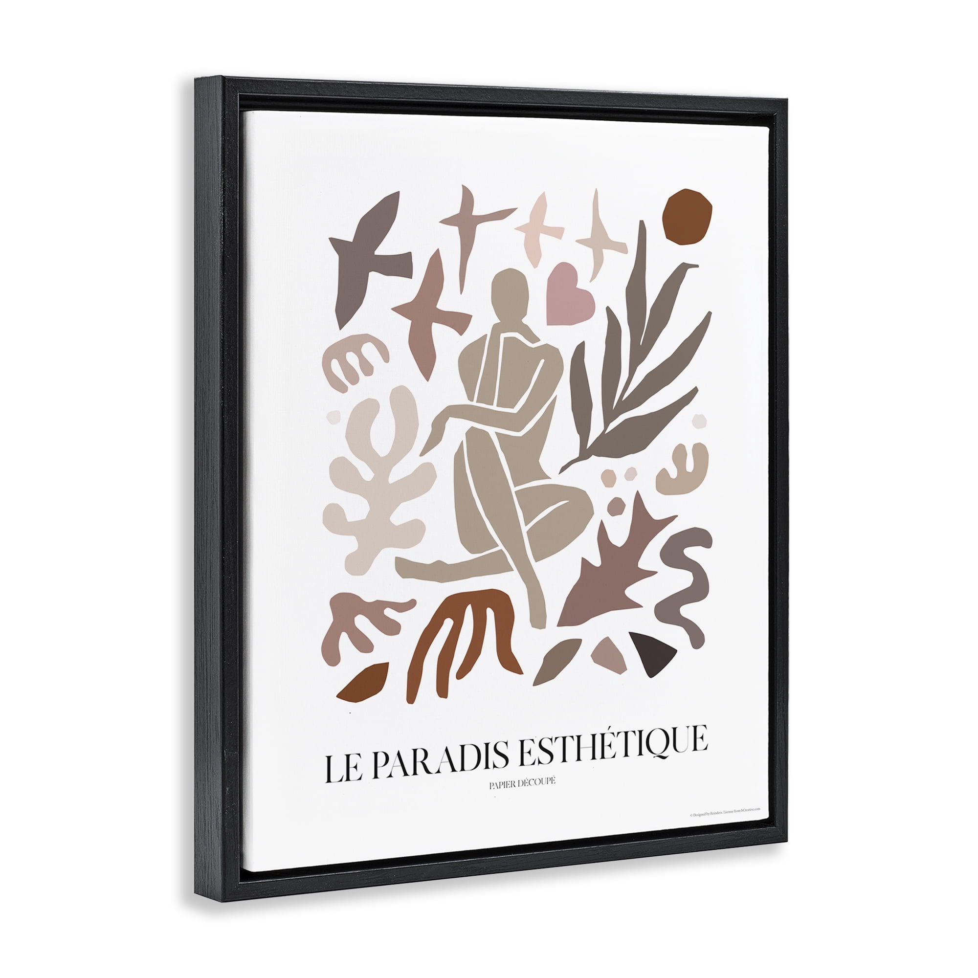 Stupell Industries Figure with Abstract Shapes Abstract Painting Black Floater Framed Canvas Art Print Wall Art, 25 x 31