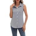 thumbnail image 2 of Camisas Sin Mangas con Botones para Mujer, Blusas Informales de Negocios con Cuello en V y Cuello Halter. Azul S, 2 of 7