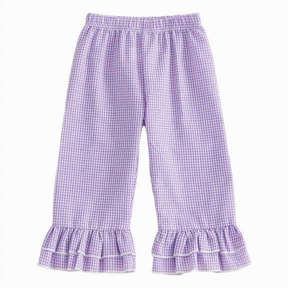 Zanarzt Girls' Beach Pants Girls Wide Leg Pants Kids Casual High Waisted Ruffle Hem Pants Trousers 12-18 Months,Purple