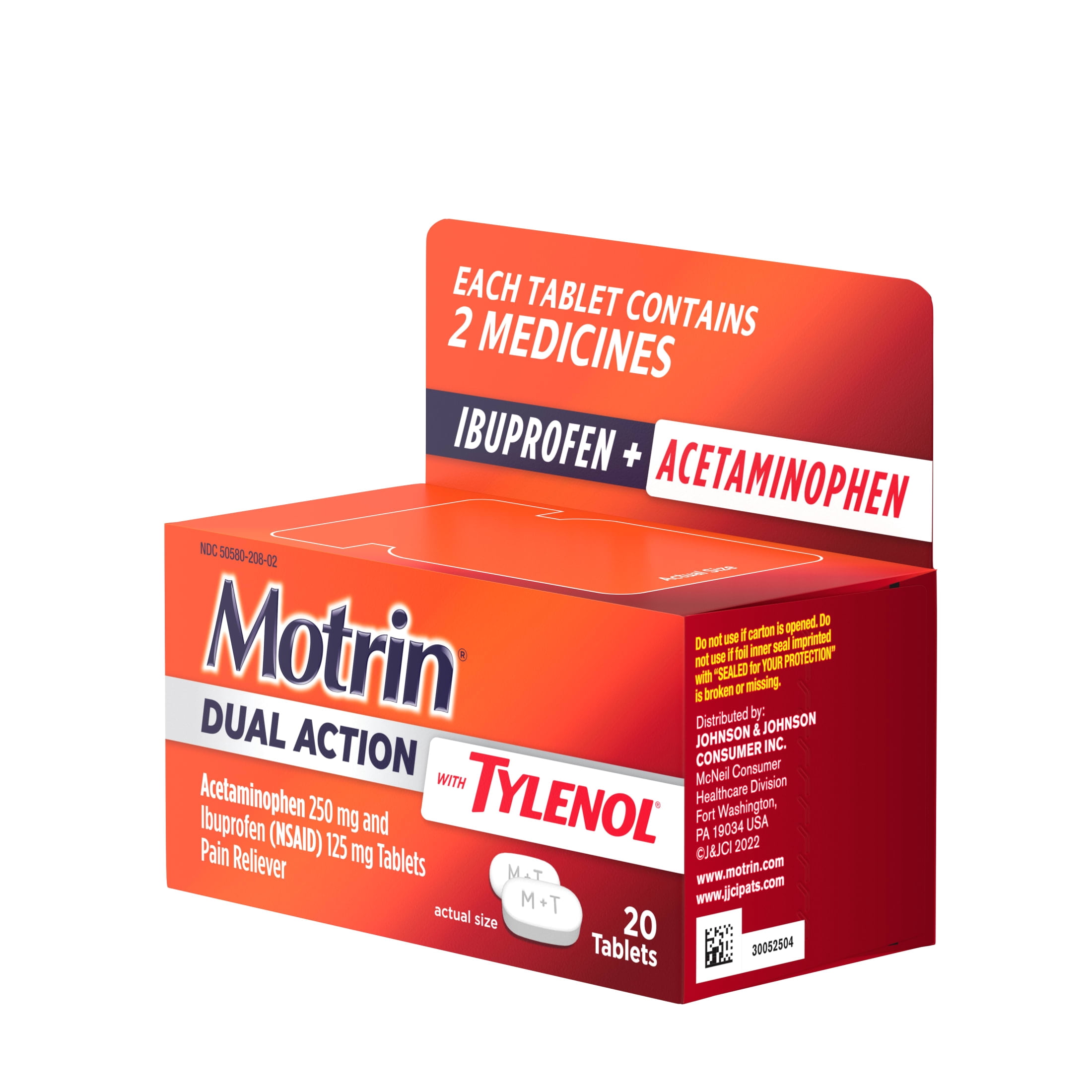 Motrin Dual Action with Tylenol, Ibuprofen & Acetaminophen, 20 Count