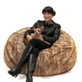 thumbnail image 2 of Jaxx Bean Bags Jaxx 4' Foot Bean Bag Chair and Lounger for Kids, Teens and Young Adults - Faux Fur Red-Fox, 2 of 5