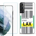 thumbnail image 1 of Slim-Fit TPU Fashion Phone Case for Samsung Galaxy S22 5G, with Tempered Glass Screen Protector, by OneToughShield ® - Airport Tag / Los Angeles, 1 of 4