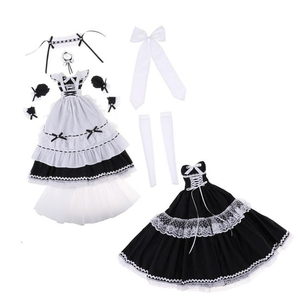 Traje de sirvienta de muñeca Ropa de Muñeca para , de Sirvienta Francesa, de 12 Piezas para 1/3 BJD, Ajuste Magideal Traje de sirvienta de muñeca