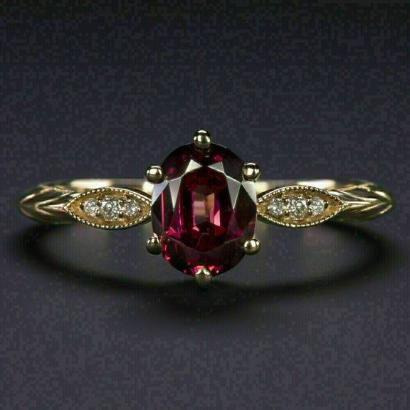 2.10Ct Oval Cut Simulated Red Ruby Women's Engagement Gift Ring 14K Yellow Gold Plated