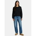 thumbnail image 2 of Time and Tru Women’s Ribbed Panel Sweatshirt with Long Sleeves, Sizes XS-XXXL, 2 of 5