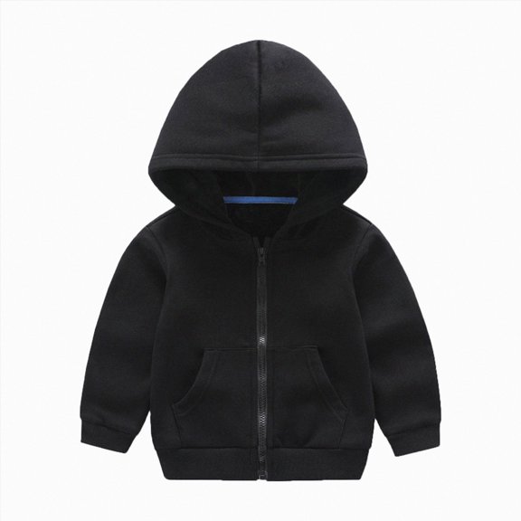 Toddler Kids Jacket Girls Boys Drawstring Pullover Hooded Comfortable Loose Long Sleeve Solid with Pocket Sweatshirt Coat 6-12 Months 12-24 Months 2T 3T 4T 5T 6T 7T 8T Children Black,12-18 Months