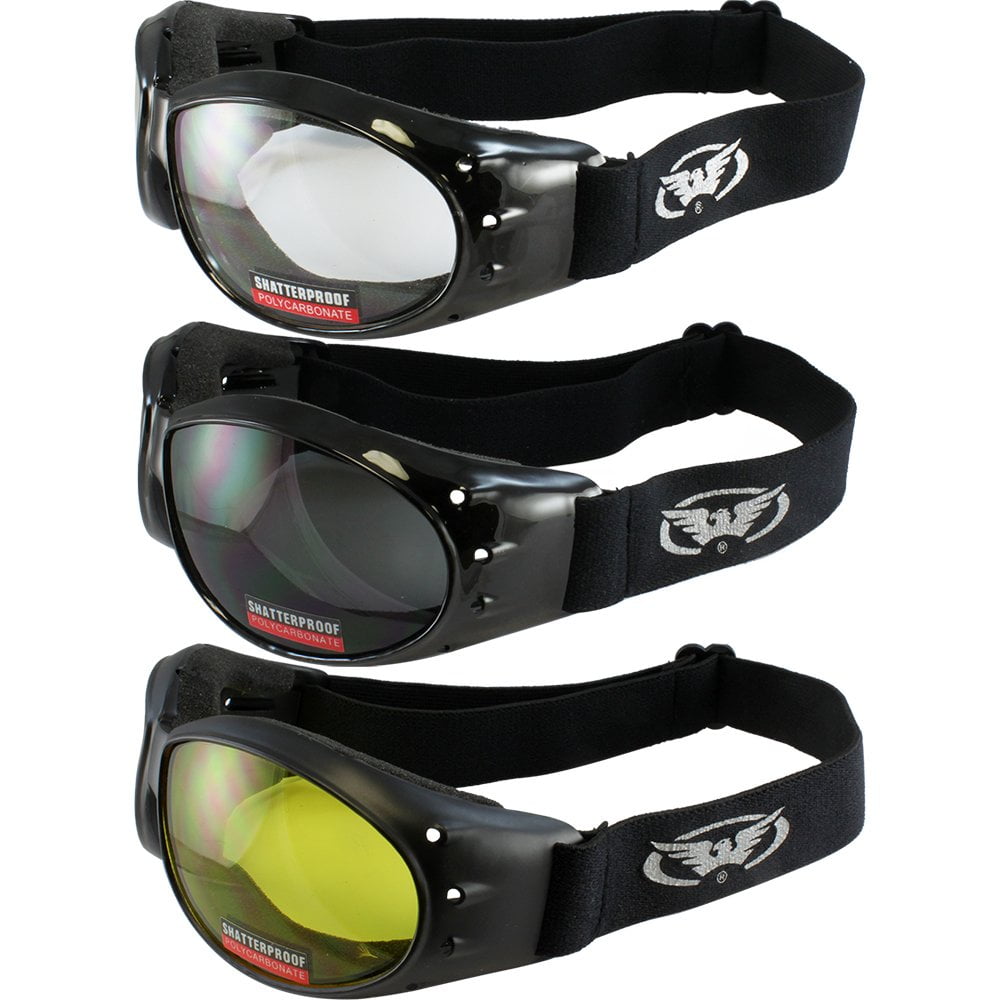 Three (3) Pairs Padded Motorcycle Goggles Airsoft Googles Comes with
