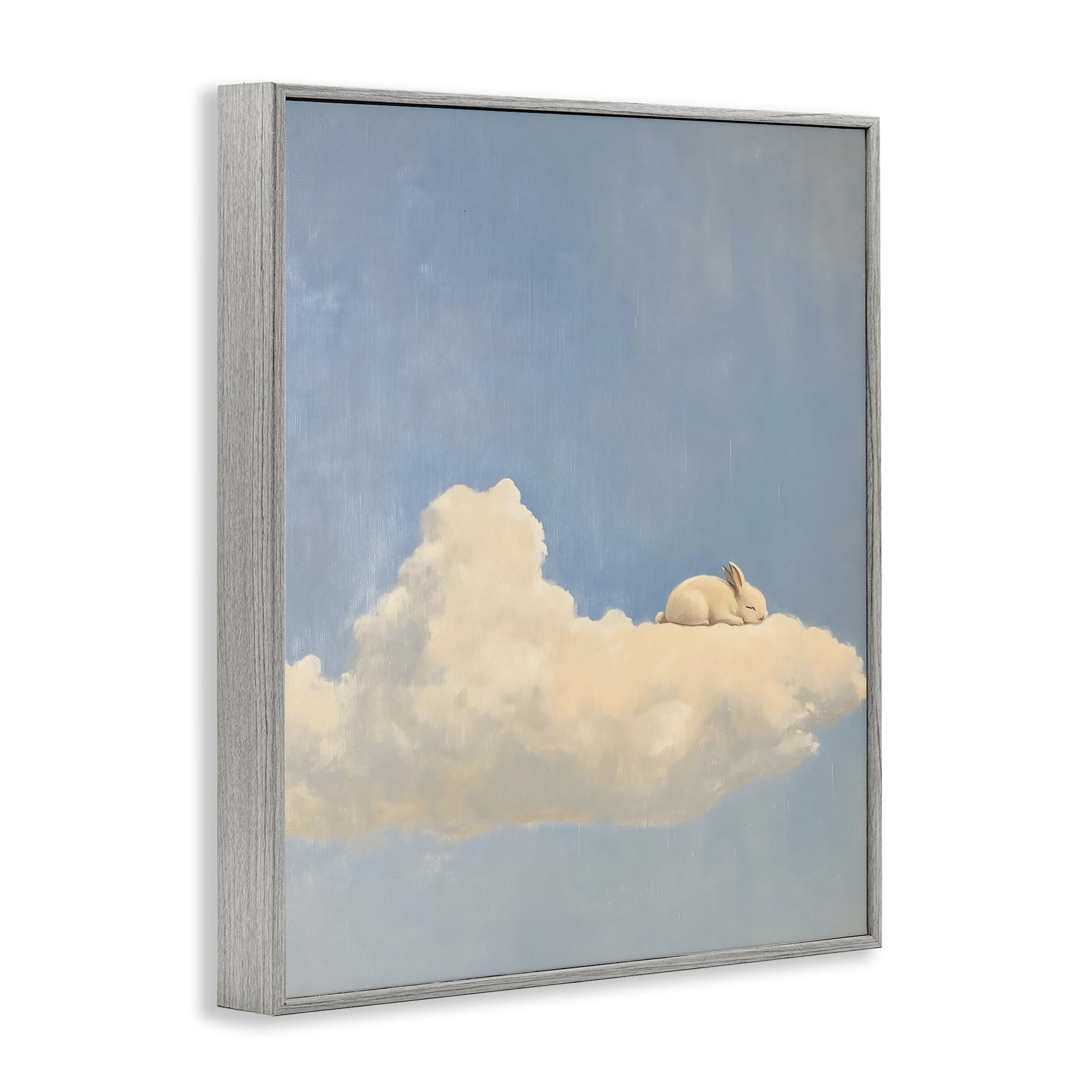 Stupell Industries Sleeping Bunny on Cloud Gray Framed Giclee Art, design by The Prints Vibe