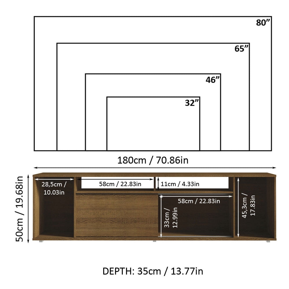 Madesa Large Entertainment Center with 1 Sliding Door, 5 Shelves and Open Shelves for 65, 75 Inch Media Storage Gaming Media Console Living Room and Bedroom Modern Wooden Television Stand - Rustic