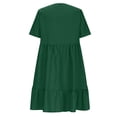 thumbnail image 6 of Summer Dresses for Women Plus Size V-Neck Short Dress Summer Fashion Solid Color Short Sleeve Above Knee Ruffle Dress Women's Loose-Fit Casual Swing Dress, 6 of 9