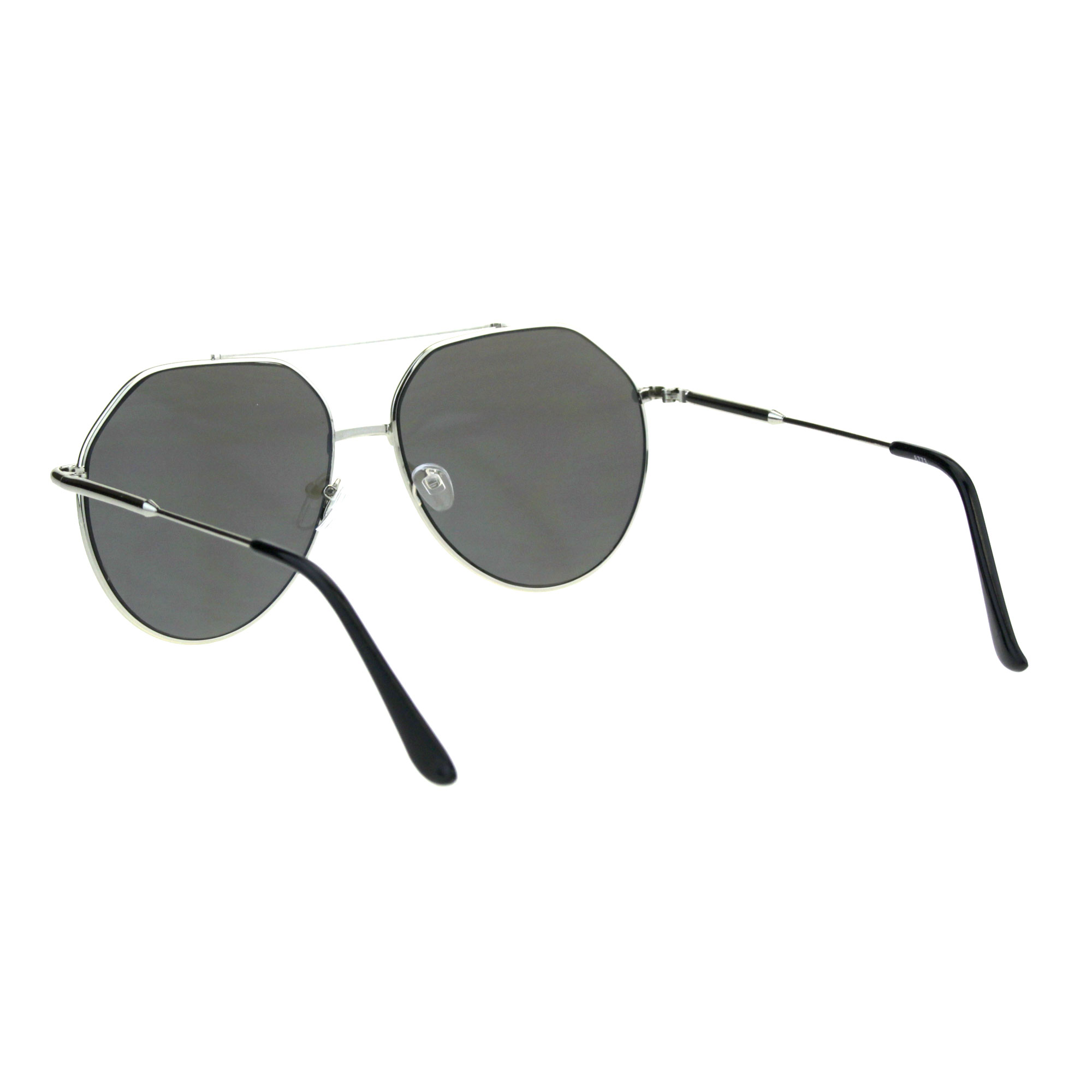Mens Thin Metal Oversize Vintage Style Pilots Officer Sunglasses Silver Mirror - image 4 of 4