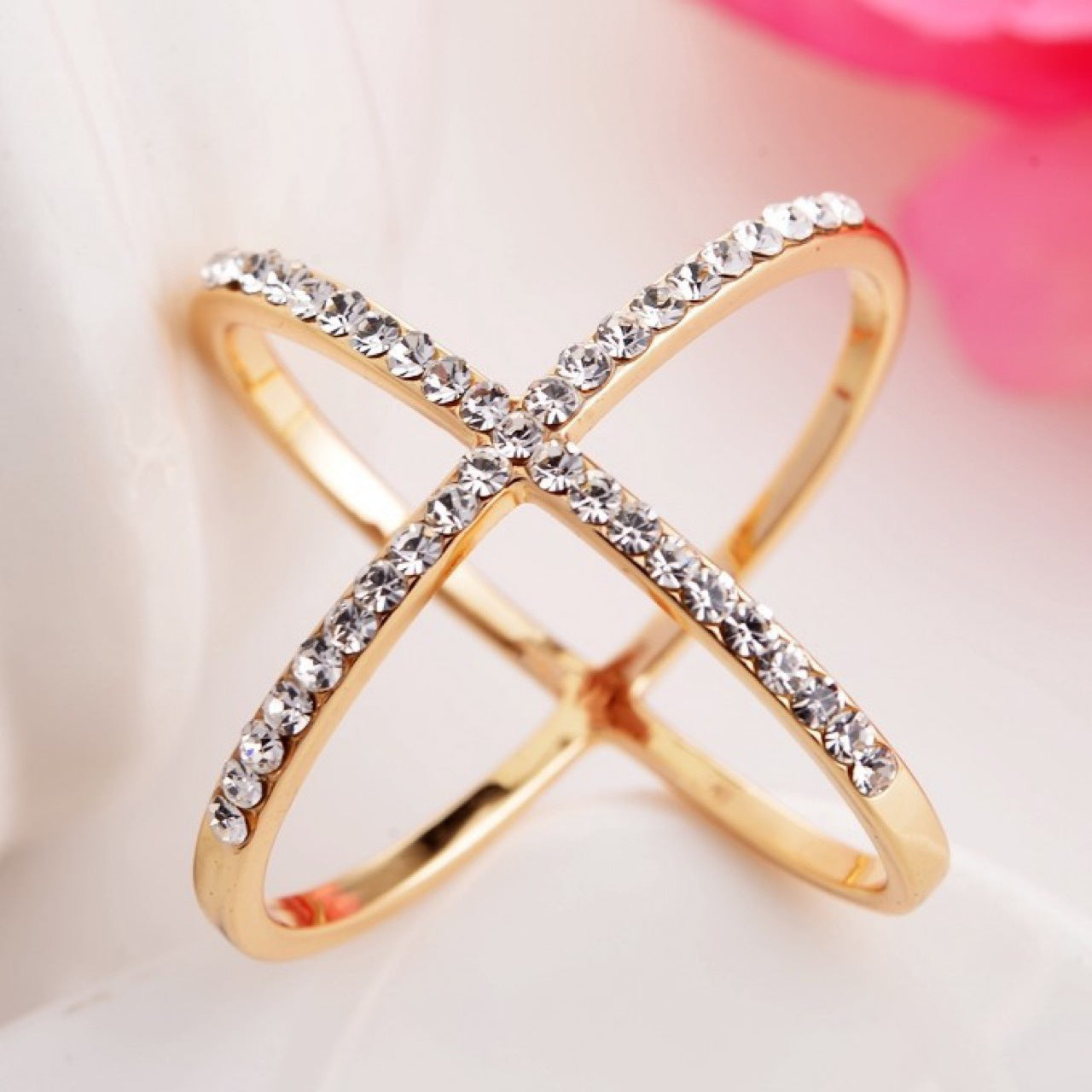 Womens Scarf Buckle Ring Diamond Studded Cross Cutout Geometric Alloy Elegant Multi Functional Fashion Accessory