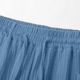 thumbnail image 6 of Plus Size Women's Cotton Linen Drawstring Elastic Waist Capri Shorts, Solid Pocket Lightweight Loose Trousers, Cool Summer Casual Bottoms for Home Vacation Outdoor | TruHer,Blue 5XL, 6 of 8