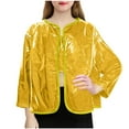 thumbnail image 2 of Vmvidoty Girls Shiny Party Long Sleeve Lightweight Zipper Metallic Jacket Gold 15-16 Years, 2 of 6