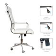 thumbnail image 6 of Okeysen Mid-Back Ribbed Home Office Desk Chair Upgraded Seat Ergonomic Leather Conference Room Swivel Chairs Adult, White, 6 of 7