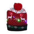 thumbnail image 1 of Sombrero de suéter de punto con patrón de dibujos animados, gorro de nieve con luz suave intermitente, colorido LED, regalos de Navidad de Año Nuevo, novedad, 1 of 4
