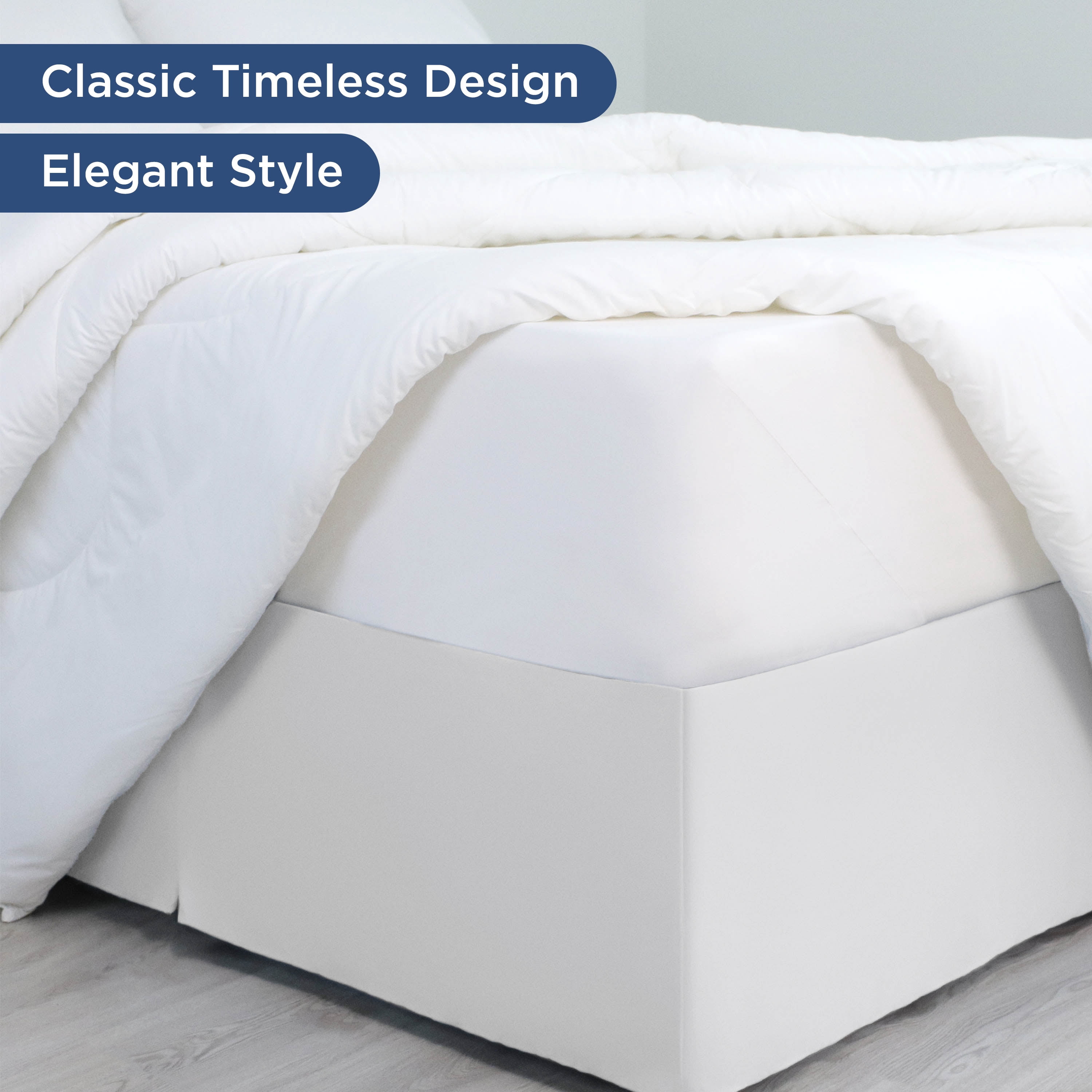 Martex Queen Bed Skirt | Inverted Pleat Microfiber | 15" Drop Easy Care | White