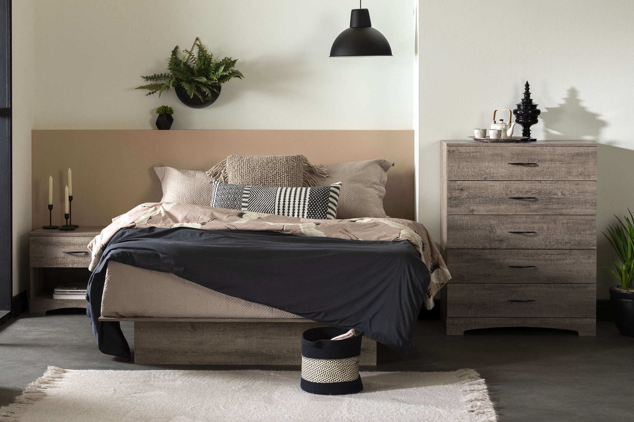 Table de chevet 1 tiroir pour Adulte, fini Chêne vieilli, collection Step One de Meubles South Shore