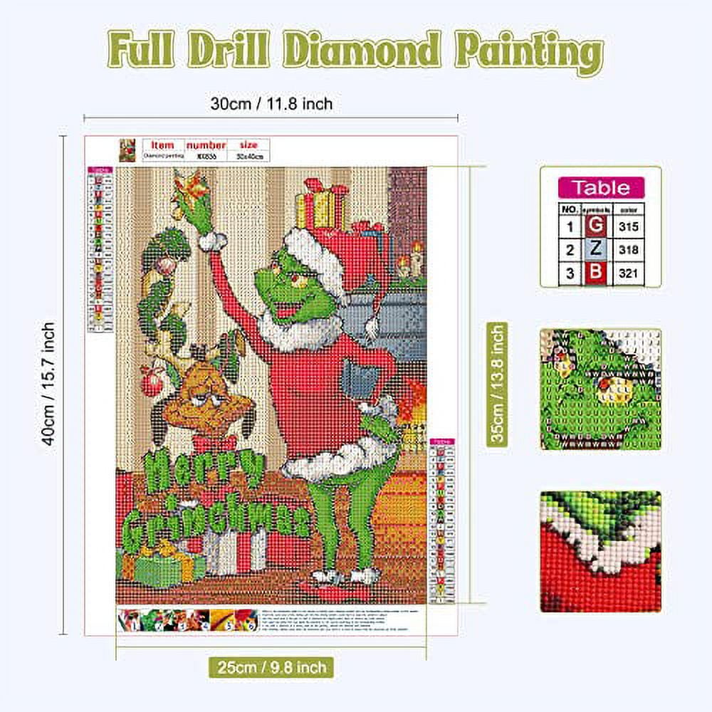 NAIMOER Christmas Diamond Painting Kits for Adults, Full Drill Round Merry  Grinchmas Diamond Art Cartoon Gem Painting, Grinch Diamond Painting for  Home Wall Decor 12x16inch 