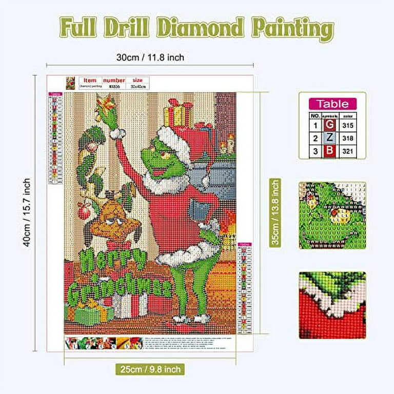 8pcs/2set Gem Art DIY Craft Kits Christmas Grinch Diamond Painting Sticker  Moose