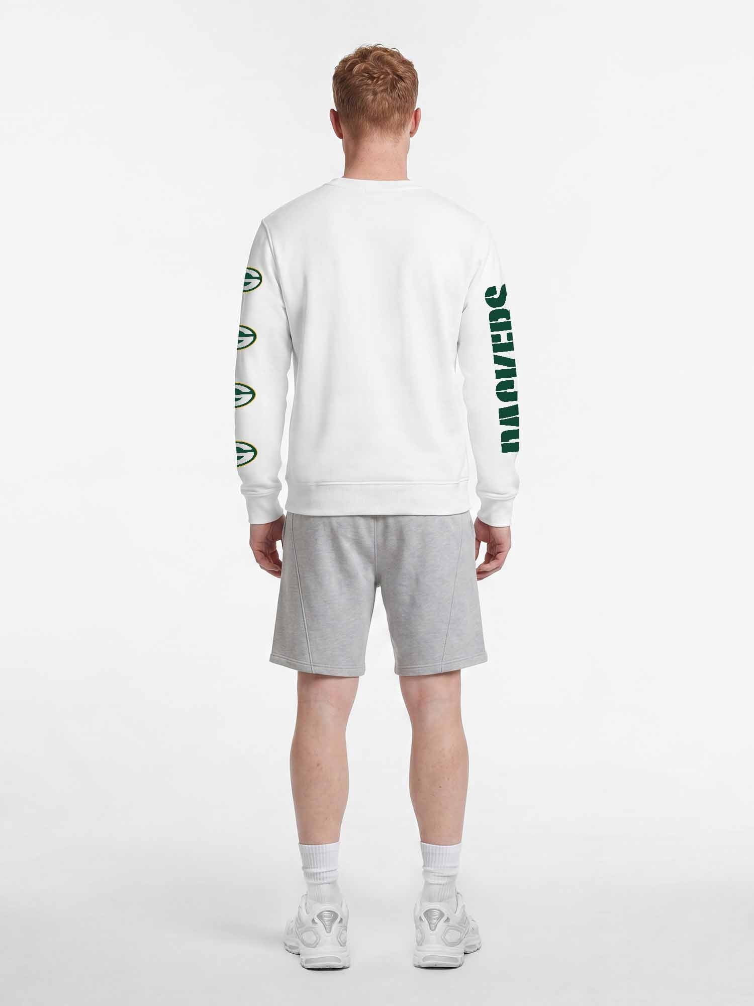 Green Bay Packers Reebok Mens White Crew Sweatshirt