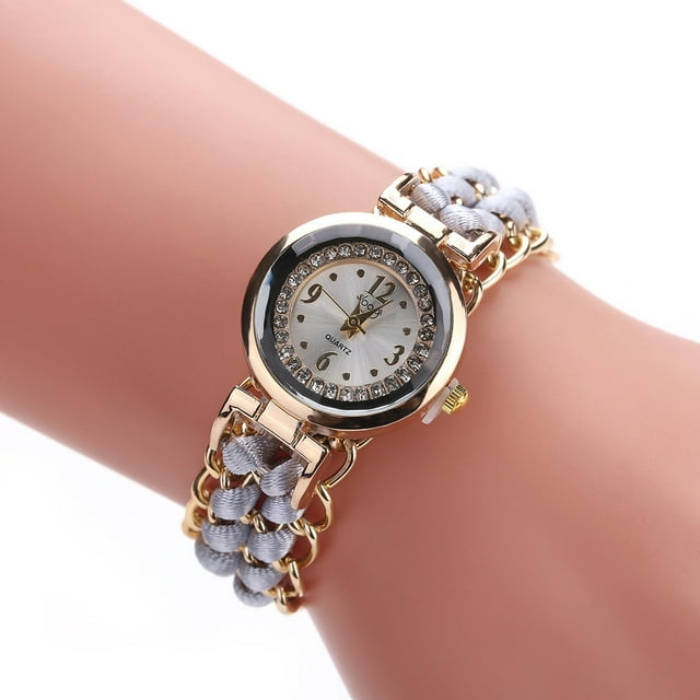 Reloj de cuarzo para mujer, relojes para mujer, reloj de pulsera analógico de cuarzo con cuerda de punto y cadena, reloj de cuarzo