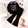thumbnail image 2 of Caqnni Girls Clothes Two-Piece Set Cozy French Terry Polo Neck long sleeve Sweatshirt long sleeve shirts and Fluid Flare Pants Spring Fall Collection(A-Pink,2-3 Years), 2 of 8