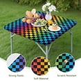 thumbnail image 4 of Rainbow Checkered Pattern Square Fitted Tablecloth with Elastic Edge,Square Table Cover,Washable Elastic Table Cover for Home Kitchen Party Decor 34"x34", 4 of 6