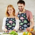 thumbnail image 5 of Black Cartoon Dinosaurs Leaves Pattern Apron-Garden Aprons for Women with Pockets-Cotton Linen Waterproof Kitchen Cooking Gardening Aprons Adjustable for Kitchen,Cooking,BBQ and Salon 33x27 Inch, 5 of 7