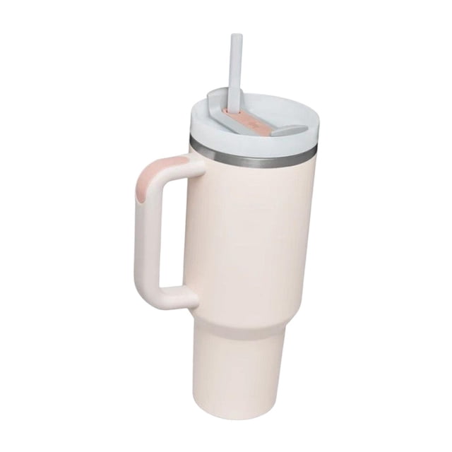 Vaso con Asa con Tapa Y Pajita Sunnimix Vaso de Coche Para Agua Café Rosa Claro