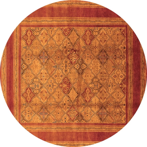 Ahgly Company Indoor Round Oriental Orange Industrial Area Rugs, 8' Round