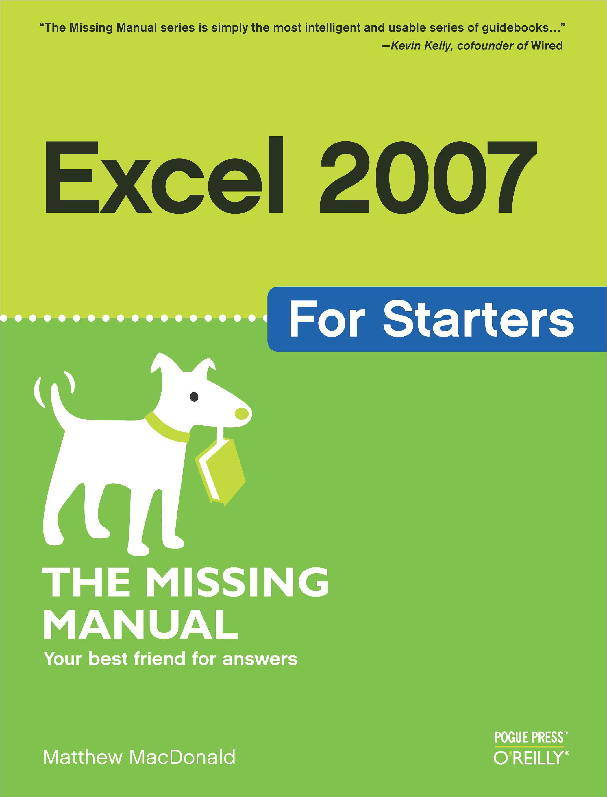 Missing Manuals: Excel 2007 for Starters: The Missing Manual: The Missing Manual (Paperback) - Walmart.com