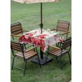 thumbnail image 3 of Outdoor Tablecloth with Umbrella Hole and Zipper, Red Gnomes Square Table Cloth 60x60 Inch Waterproof Tablecloth, Valentine Roses Love Leaves Wood Rustic Picnic Table Cover for Patio Camping, 3 of 7