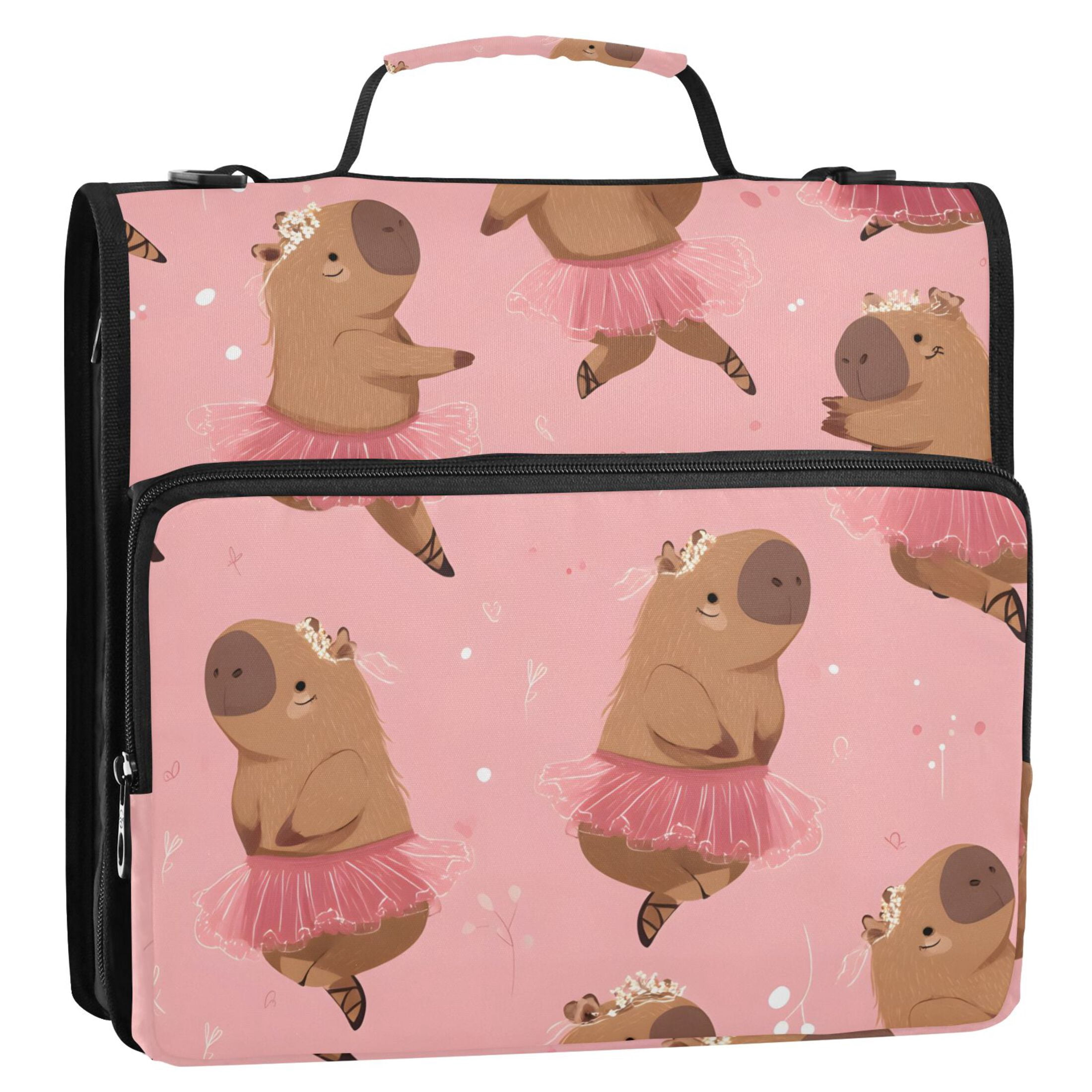 ALAZA Zipper Binder Capybara Dancing 3 Ring Trapper Keeper File Folder Organizer Bag