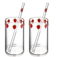 thumbnail image 1 of 1 set Strawberry Cup Resistente al calor Copa de vidrio de vidrio de paja de vidrio de cristal, 1 of 8