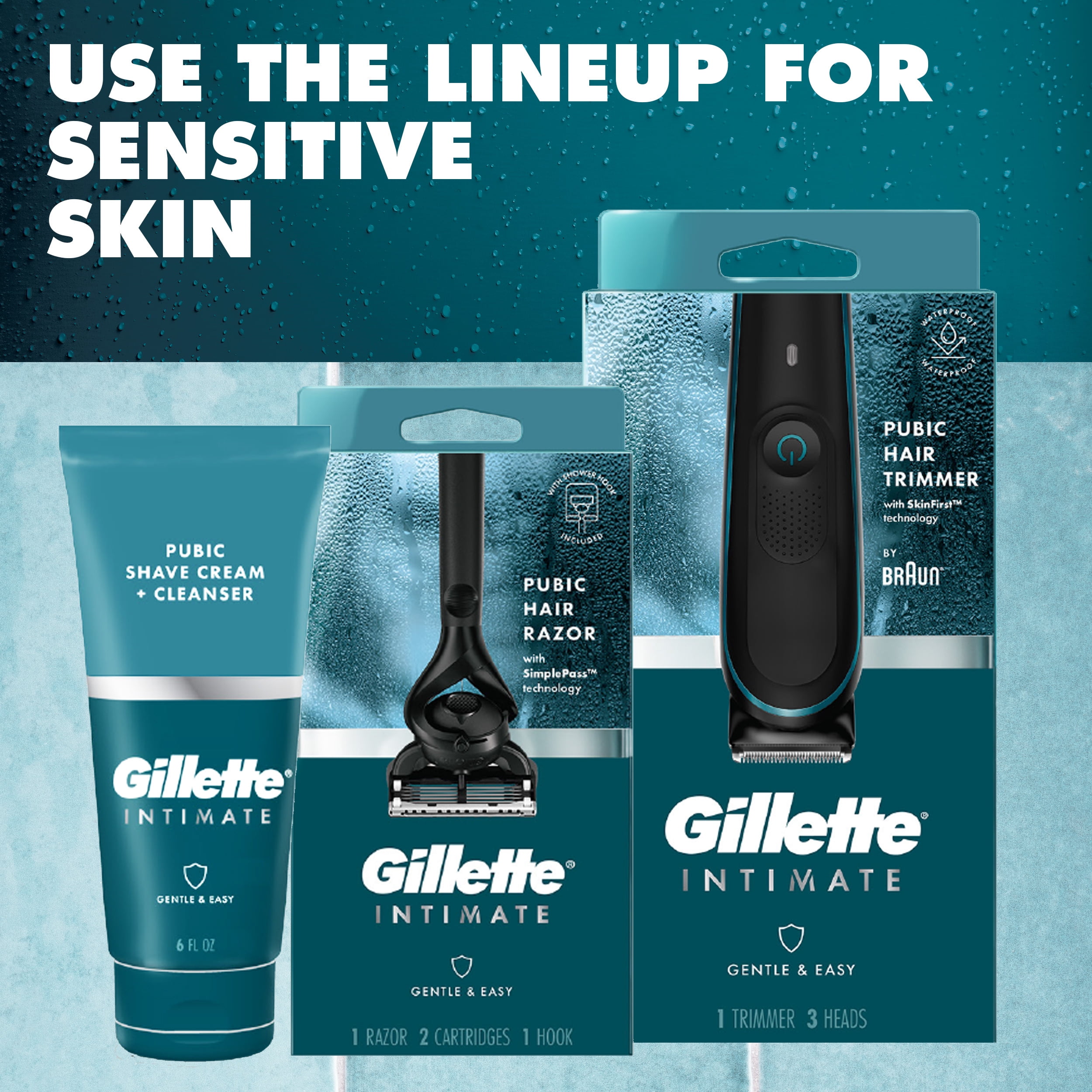 Gillette Intimate Manscape - Maquinilla de afeitar púbica para hombre,  suave y fácil de usar, diseñada para cabello púbico, 1 mango de afeitar, 2