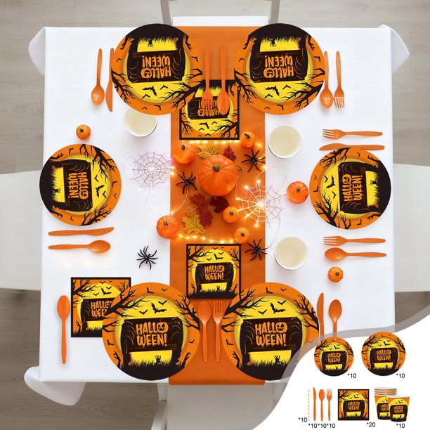 Artículos de Decoración para Fiestas Temáticas de Halloween: Platos, Vasos y Servilletas de Papel, Vajilla.