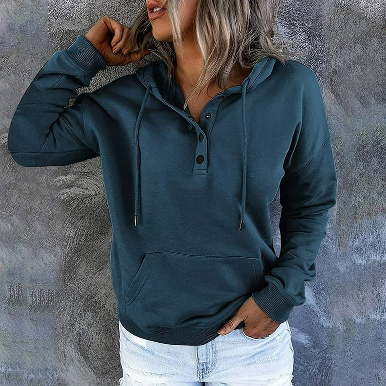 PRETTYGARDEN Women's Casual Long Sleeve Zipper Sweatshirt Drawstring Loose Quarter Zip Pullover Tops with Pockets
