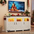 thumbnail image 3 of ChVans LED Farmhouse TV stand for up to 75" TVs with Power Outlet, 65" Large Entertainment Center Console Table, 33.5" Tall Rustic Media Console w/Storage Shelves for Living Room, 3 of 8