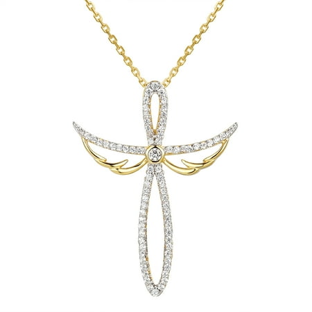 necklace tone sterling pendant angel cross silver gold custom