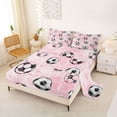 thumbnail image 2 of Castle Fairy Pink Soccer Print King Sheets 4pcs, Vintage Sport Ball Bedding, Pink Black White,1 Fitted Sheet, 1 Flat Sheet and 2 Pillowcases, 2 of 6
