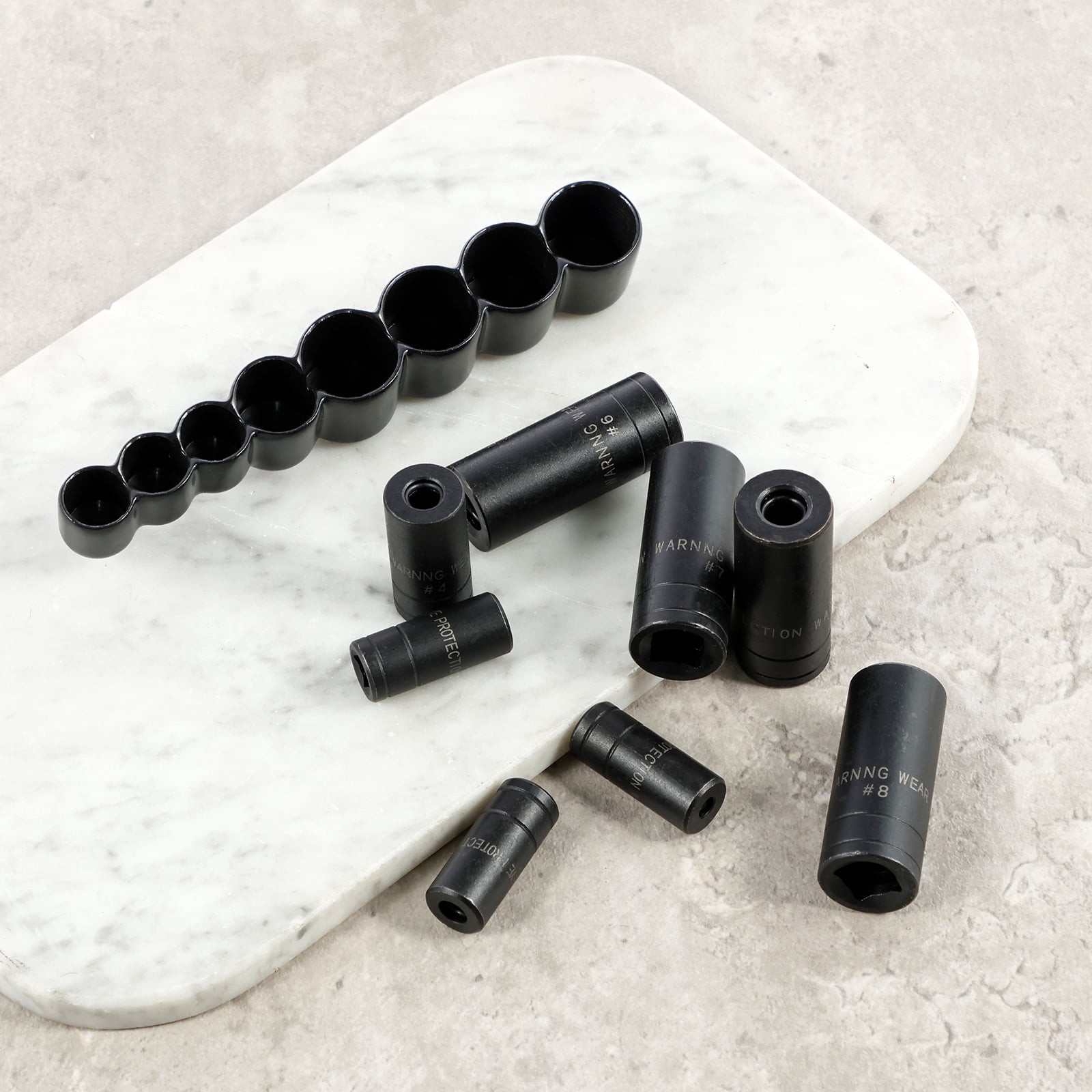 16 Pcs Tap Socket Set Use with 1/4inch and 3/8inch Drive Steel Tapping Socket Set with Storage Holder for Tapping in Tight Spaces