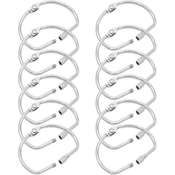 12 PCS 2 Inch D-Shaped Loose Leaf Binder Rings, Nickel Plated Metal Book Rings with Screw Lock for Index Cards, Documents, Keychains, DIY Crafts, Office, School, and Home Supplies (2 Inch)