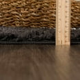 thumbnail image 3 of Hauteloom Berber Shag - Ennis Farmhouse Living Room Bedroom Area Rug with Tassel - Fluffy Plush High Pile Carpet - Soft Shaggy Rug, Moroccan Trellis Striped - Black, Dark Grey, Beige - 5'3" x 7'3", 3 of 17