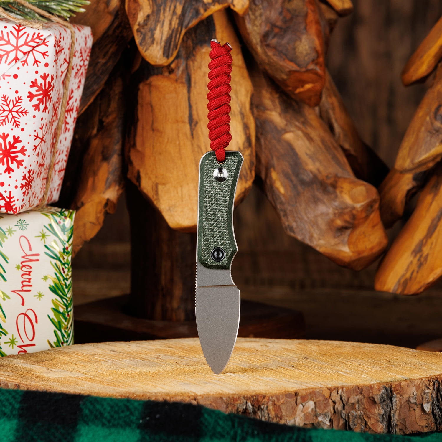 CIVIVI Fixed Blade Knife 2.39" Nitro-V Blade Small Baby Banter Designed by Ben Petersen, Lanyard and Chain Included C23045-2 (Green)