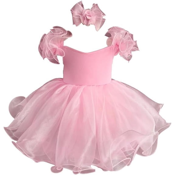 Jenniferwu EB053 Infant Toddler Baby Newborn Little Girl's Pageant Party Birthday Dress Pink Size 18-24M