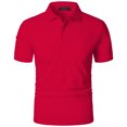 thumbnail image 4 of hoksml Mens Polo Shirt Solid Color Collared Button Lapel Top Hook Buckle T-shirt Short Sleeved Top Summer Comfortable Breathable Tee Shirts Elastic Cuffs 2025 on Clearance, 4 of 6