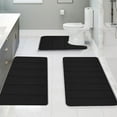 thumbnail image 6 of Clearance!XEOVHV Memory Foam Bath Mat Set, Bathroom Rugs for 3 Pieces, Toilet Mats, Soft Comfortable, Water Absorption, Non-Slip, Thick, Machine Washable, Easier to Dry for Floor Mats, Black, 6 of 9