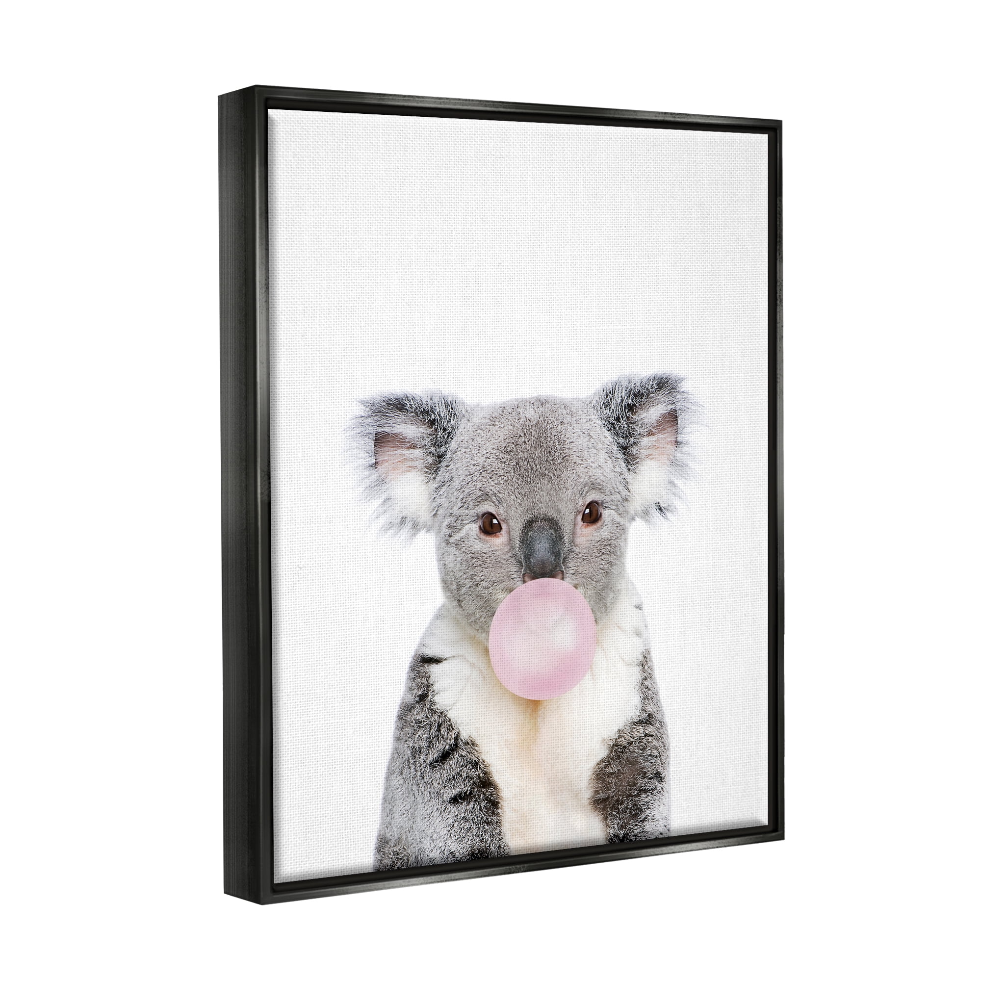 Stupell Industries Koala Bubblegum Portrait Animals & Insects Painting Black Floater Framed Art Print Wall Art, 17 x 21